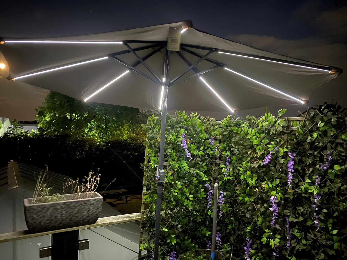 2.7m Parasol with Solar Powered LED Strips - Grey