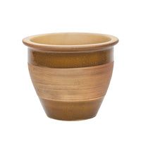 Carved Malay Ceramic Planter Pot Honey Lines 29cm