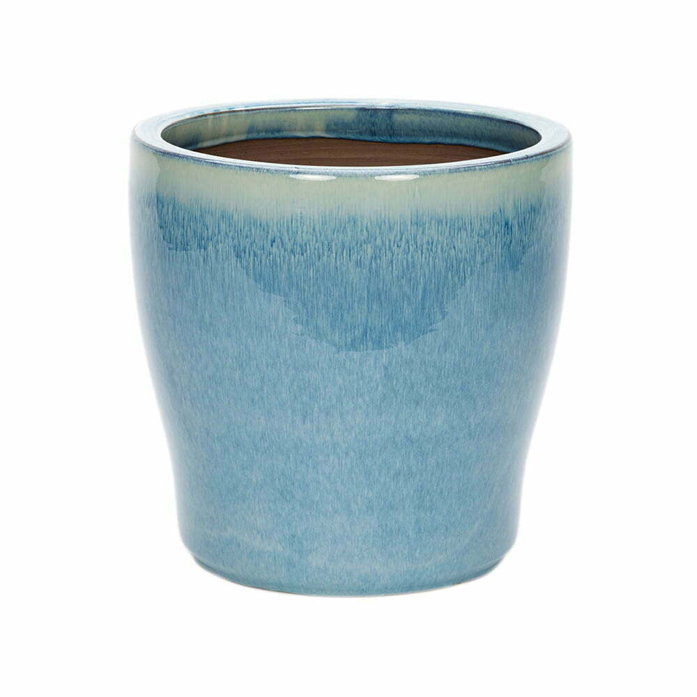 Cascade Ceramic Tall Glazed Planter Pot Blue 32cm