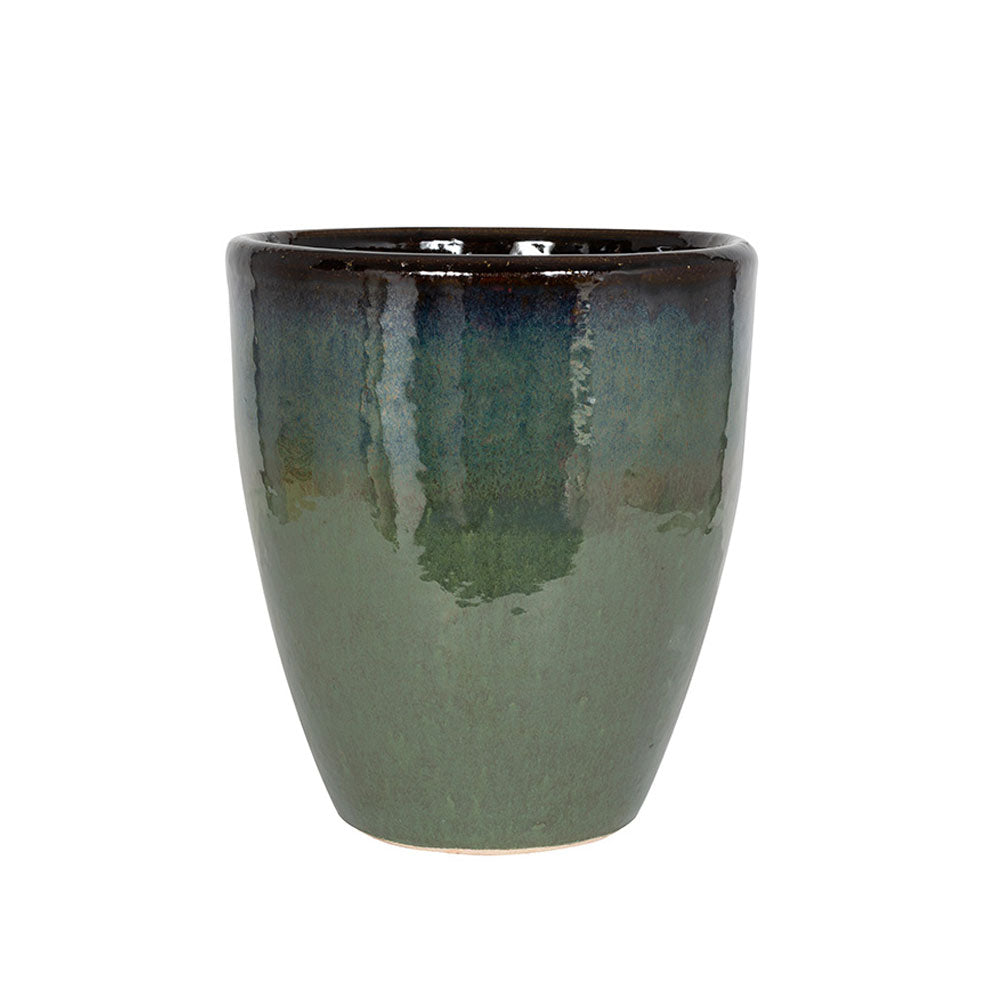 Eden Ceramic Glazed Planter Tall Egg Pot Mermaid Green 20cm