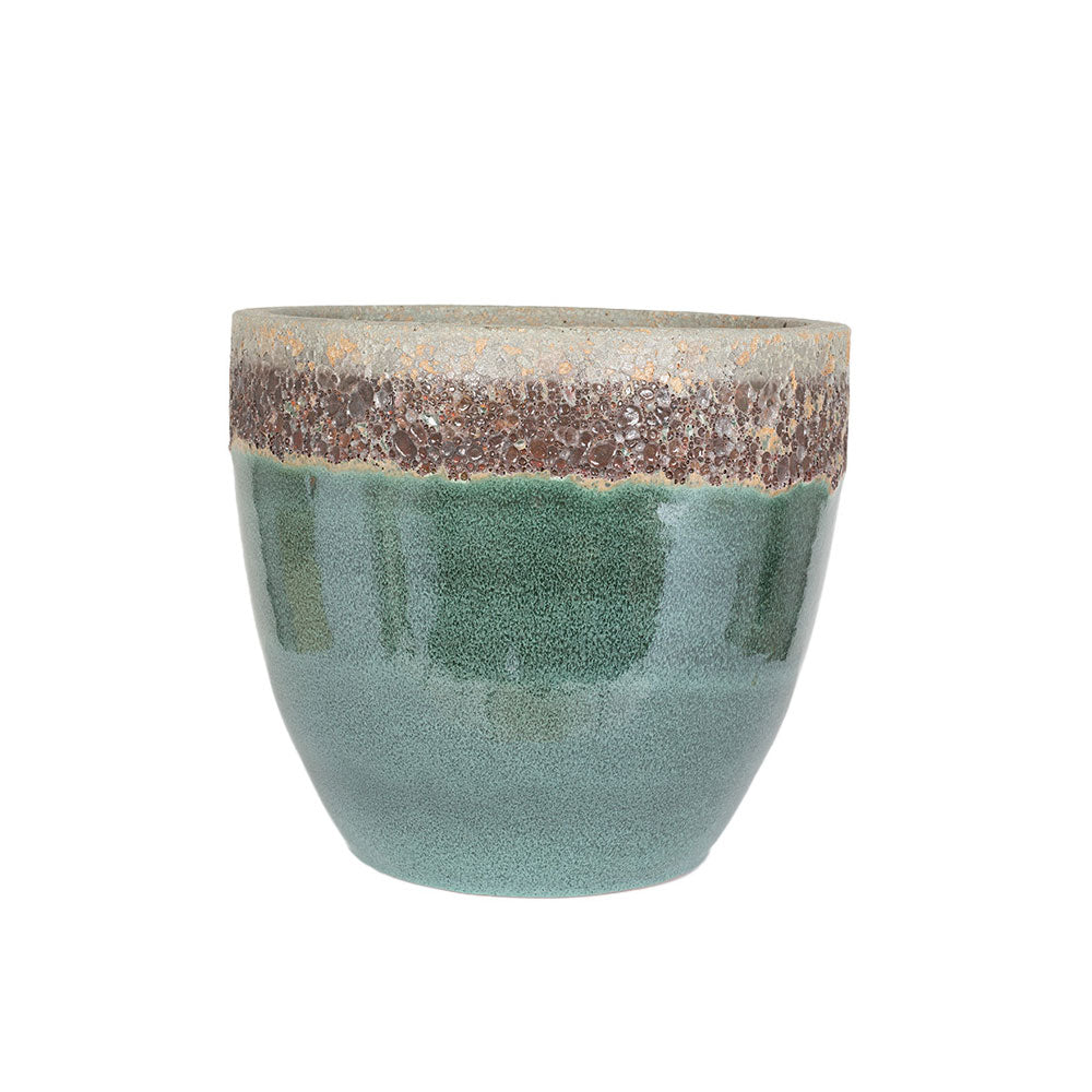 Vesuvius Two Tone Egg Pot Aqua 22cm