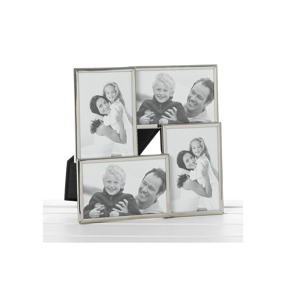 Shiny Silver Collage Photo Frame 4 Pictures