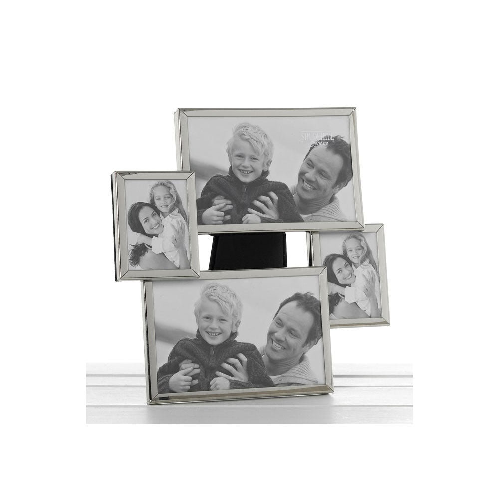 Shiny Silver Collage Photo Frame 4 Pictures
