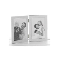 Plain White Silver Promotion Double Photo Frame 4x6