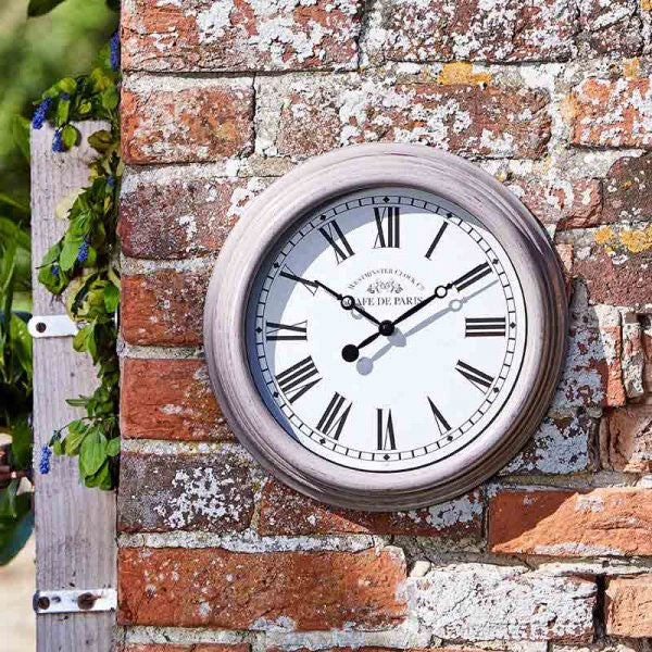 Biarritz Grey Outdoor Wall Clock 12in