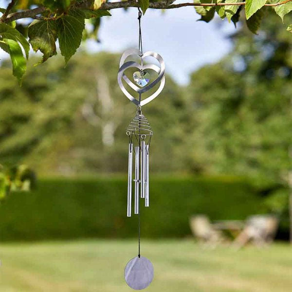 Outdoor Hanging Crystal Heart Wind Chime