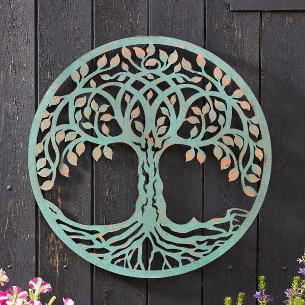Verdigris Tree of Life Outdoor Wall Decor 60cm