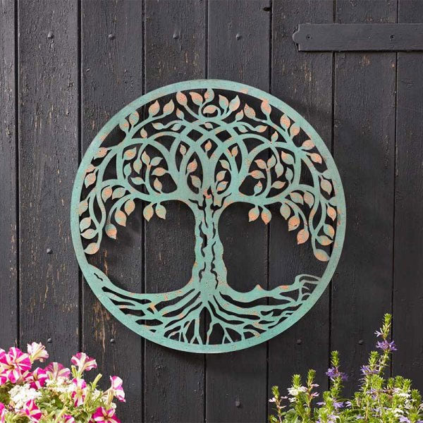 Verdigris Tree of Life Outdoor Wall Decor 50cm