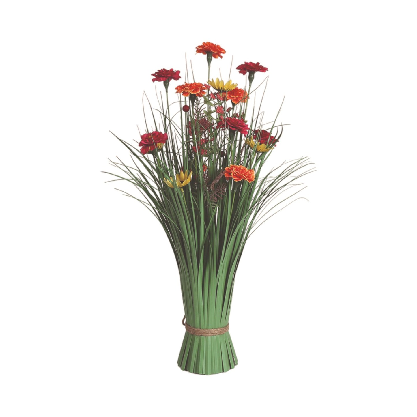 Carnation Artificial Faux Floral Bundle Red/Yellow 60cm