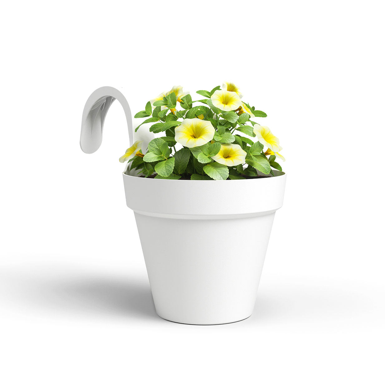 Capri Plastic Balcony Single Pot White 20cm