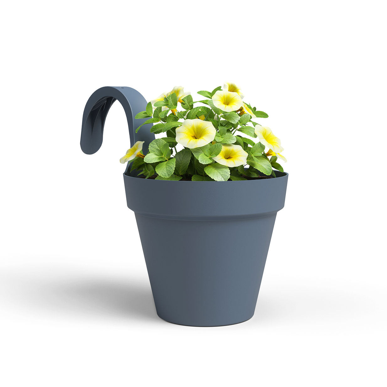 Capri Plastic Balcony Single Pot Slate Blue 20cm