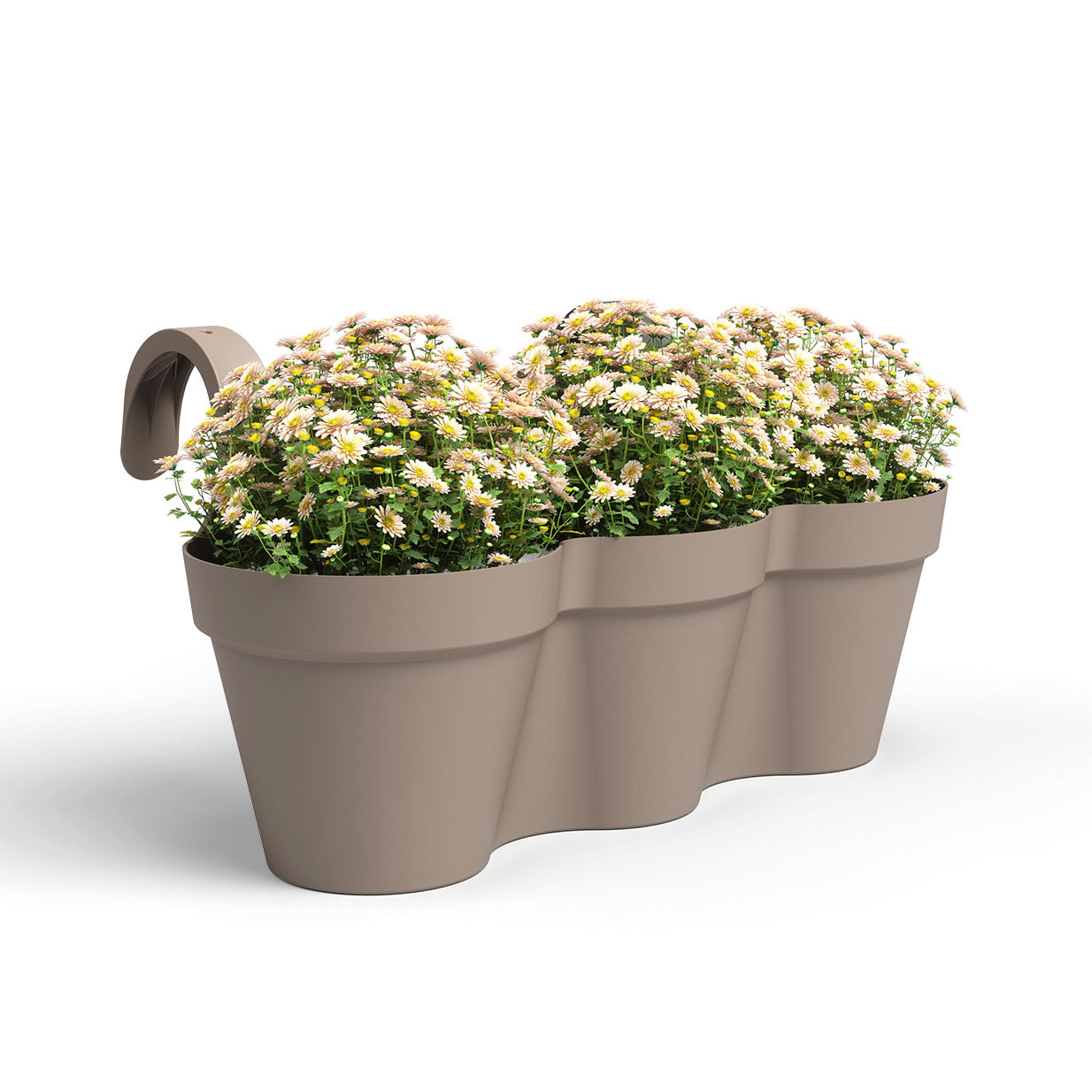 Capri Plastic Balcony Triple Pot Taupe 54cm