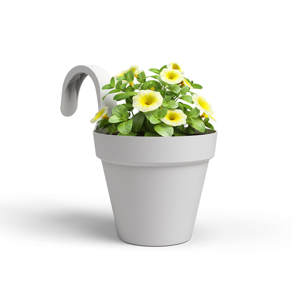 Capri Plastic Balcony Single Pot Light Grey 20cm