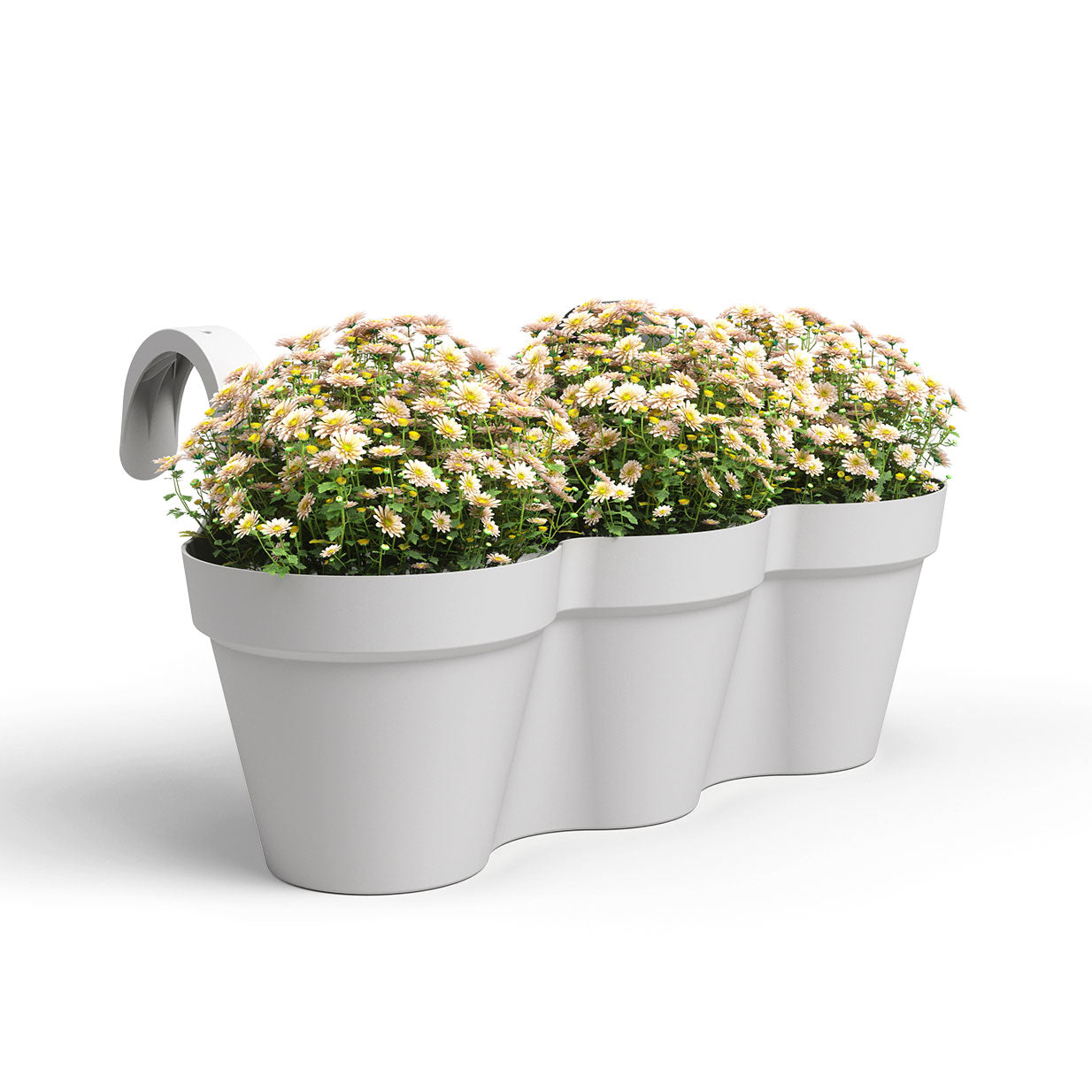 Capri Balcony Plastic Triple Pot Light Grey 54cm