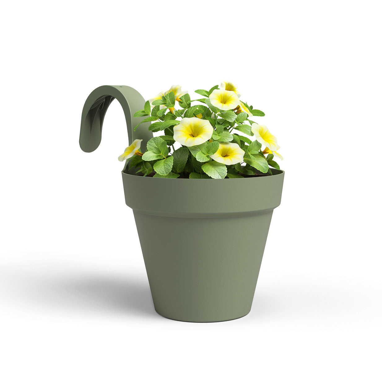 Capri Balcony Plastic Single Pot Ash Green 20cm