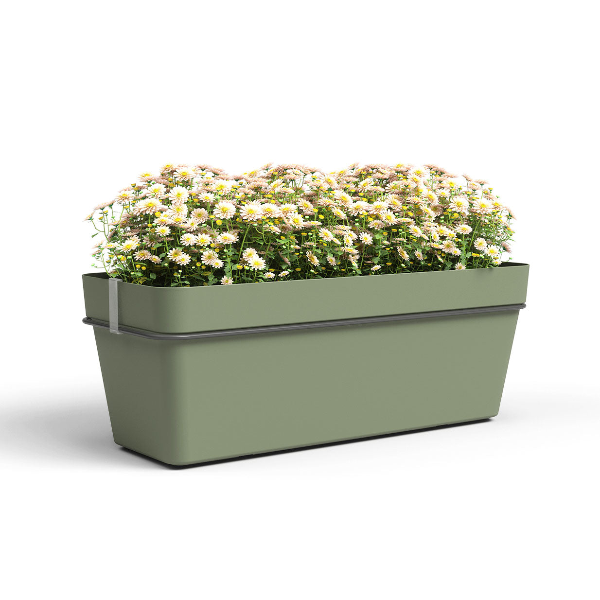 Capri Balcony Plastic Plant Box Water Reserve Kit Ash Green 50cm