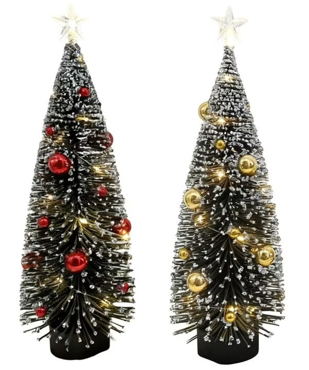 Bauble LED Bristle Tree Red or Gold 23cm