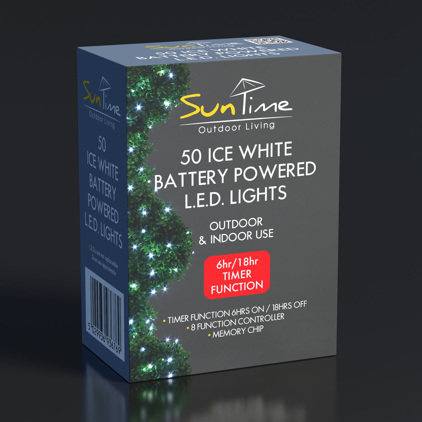 50 LED Battery Operated String Lights - Ice White with Timer & 8 Functions