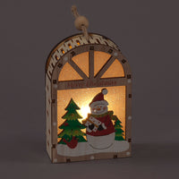 Light-Up Wooden Snowman Hanging Christmas Decoration (10cm)