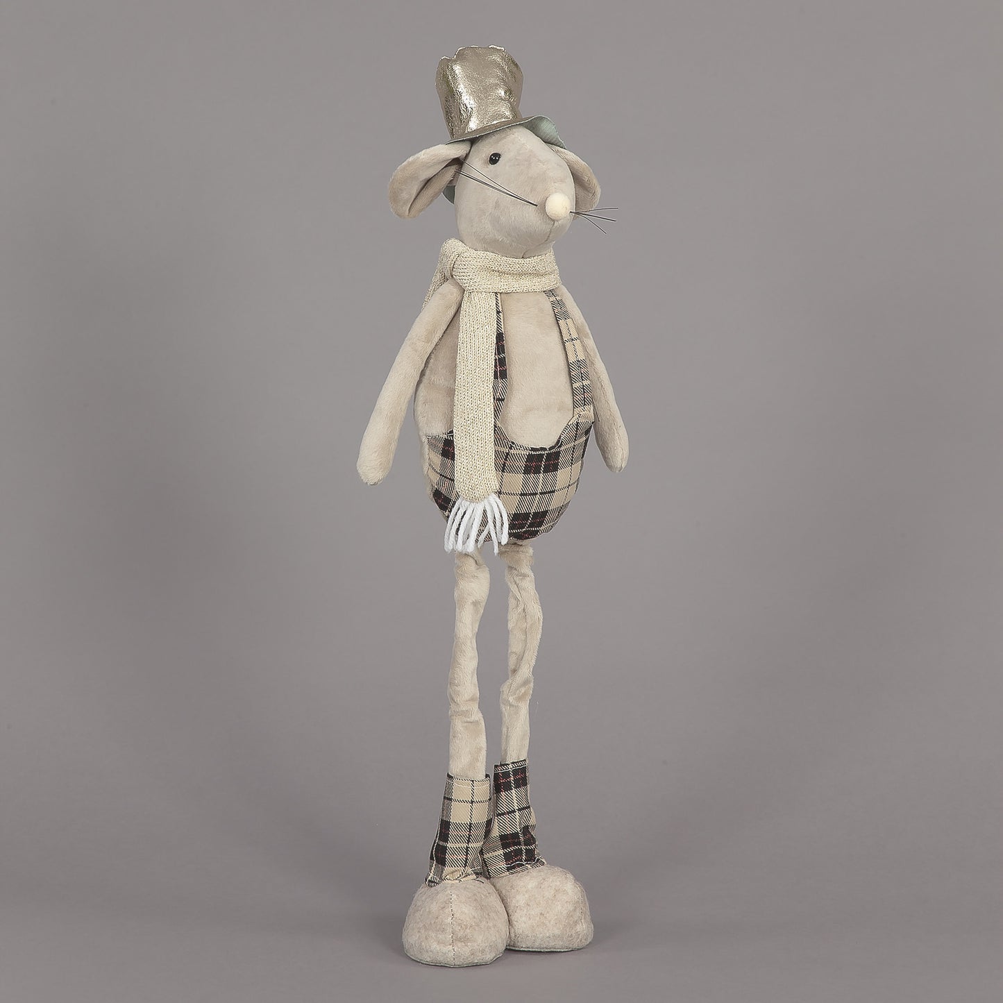 Standing Christmas Mouse Decoration | 60cm Plush Figure with Long Legs