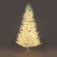 6ft Pre-Lit Saxon Snow Pine Pre-Lit PE Christmas Trees (180cm)