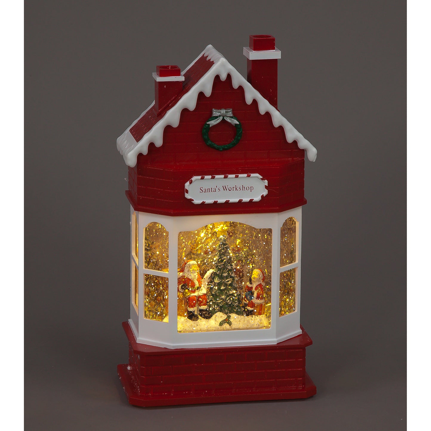 Santa's Workshop LED Water Spinner Lantern | 29cm Christmas Decoration with Timer