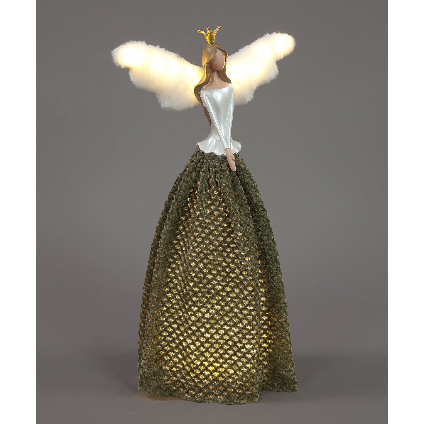 49cm Light-Up Green Angel with Flowing Dress | Large LED Christmas Figure