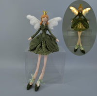 53cm Green Sitting Angel with Light-Up Wings | Large LED Christmas Figure