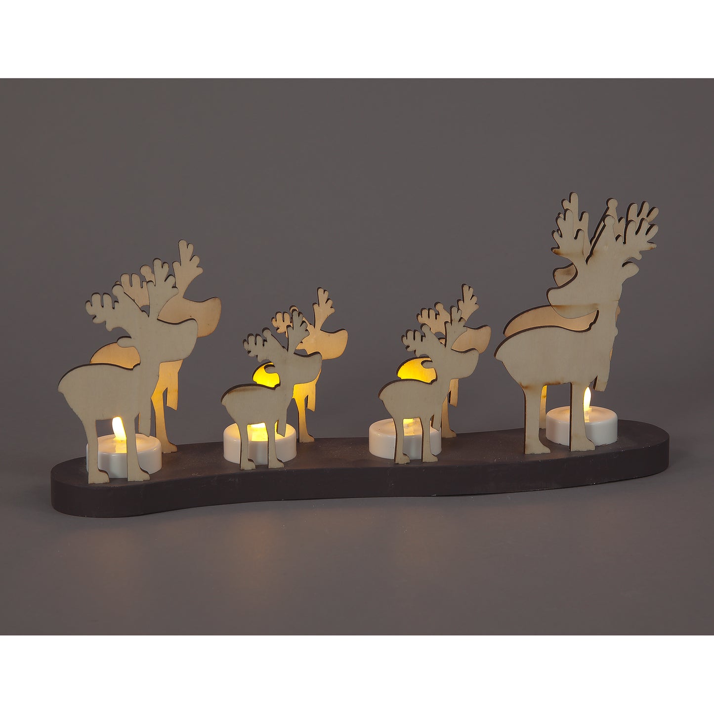 14cm Light-Up Wooden Reindeer - Rustic LED Christmas Table Decoration