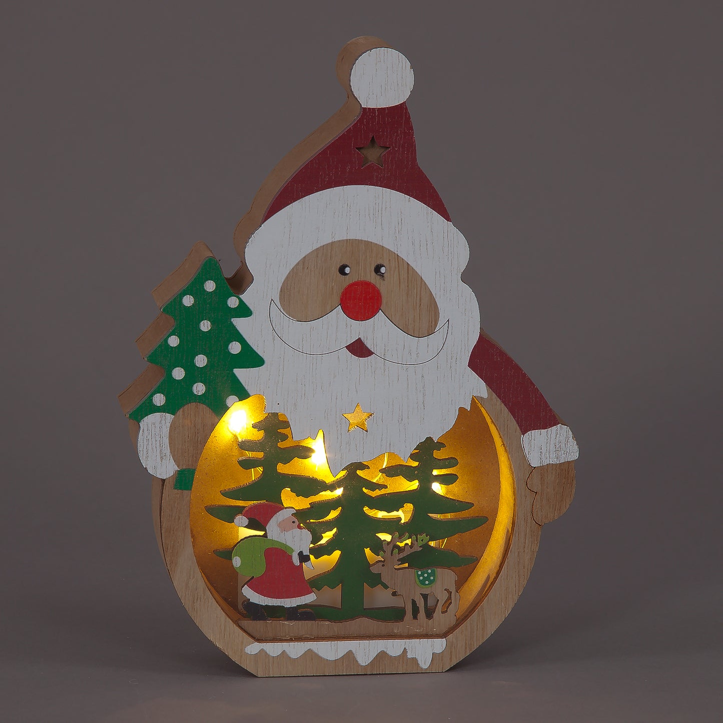 20cm Wooden Santa Scene Decoration