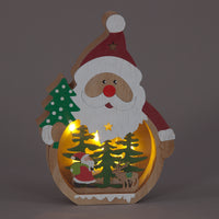 20cm Wooden Santa Scene Decoration