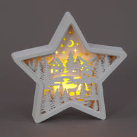 23cm Wooden Star Village Scene Decoration