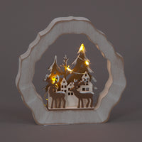 15cm Wooden Village Deer Scene Decoration