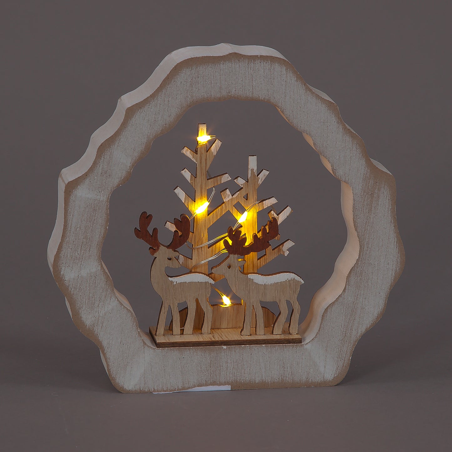 15cm Wooden Tree Deer Scene Decoration