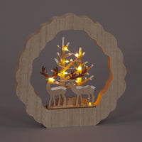 22cm Wooden Tree Deer Scene Decoration