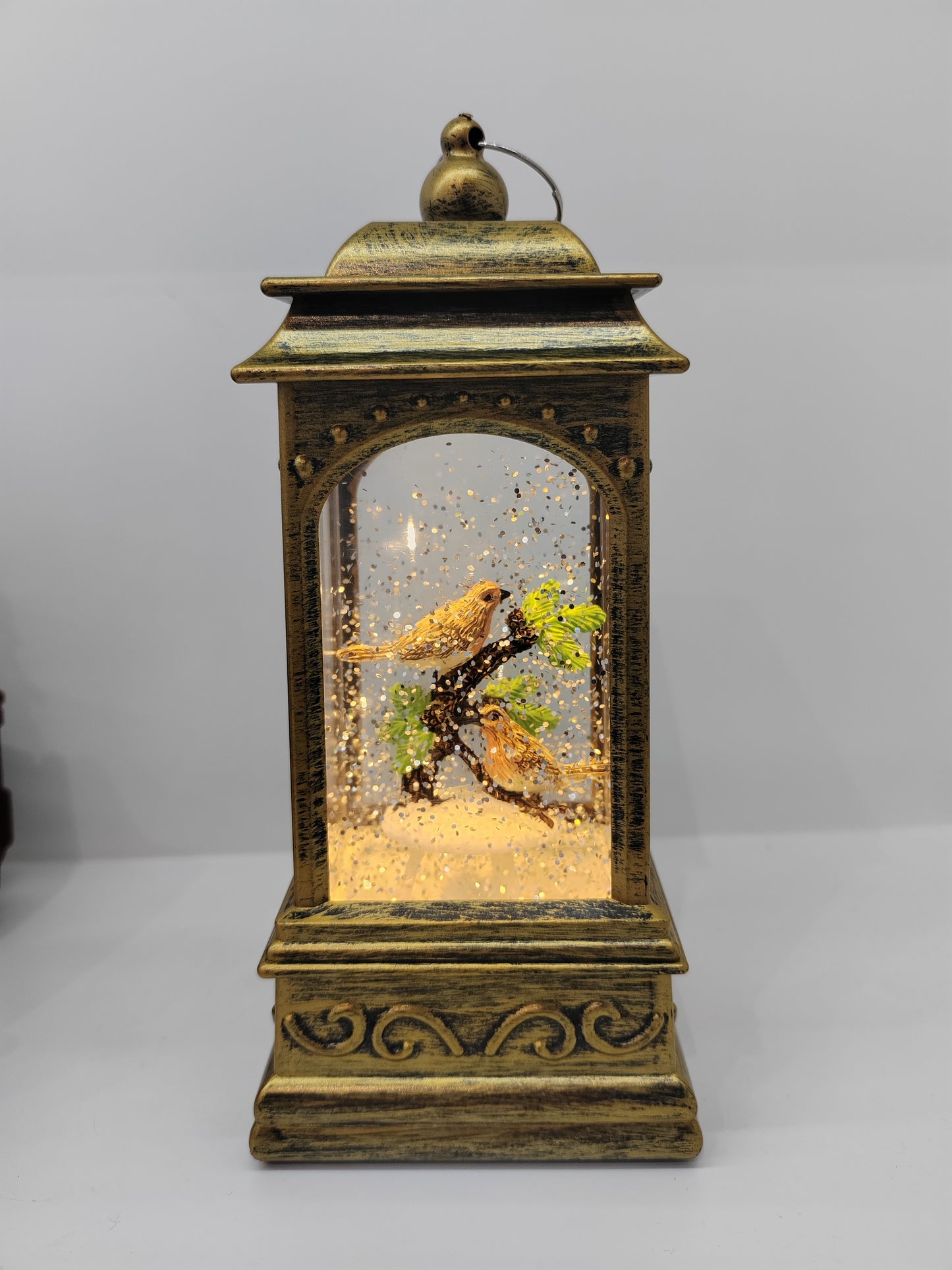 Light-Up Robin Glitter Lantern | 20.5cm Decoration with Timer