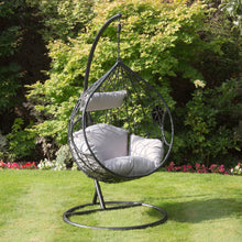 Naples Single Hanging Chair w/Grey Cushions/Tear Shape