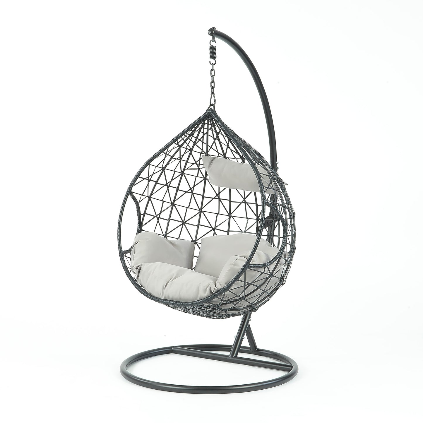 Naples Single Hanging Chair w/Grey Cushions/Tear Shape