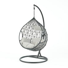 Naples Single Hanging Chair w/Grey Cushions/Tear Shape