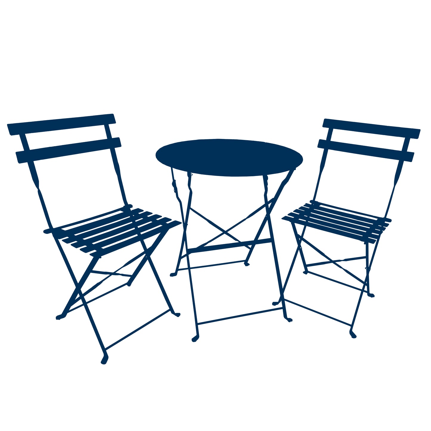 Bistro Set in Blue: Folding