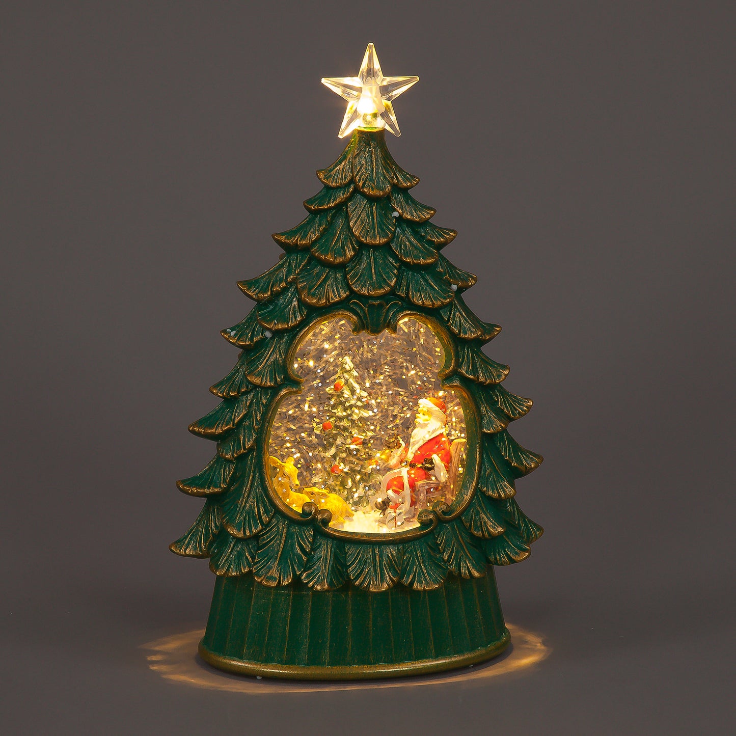 26cm Light-Up Christmas Water Tree | Santa Scene with Timer & Warm White LEDs