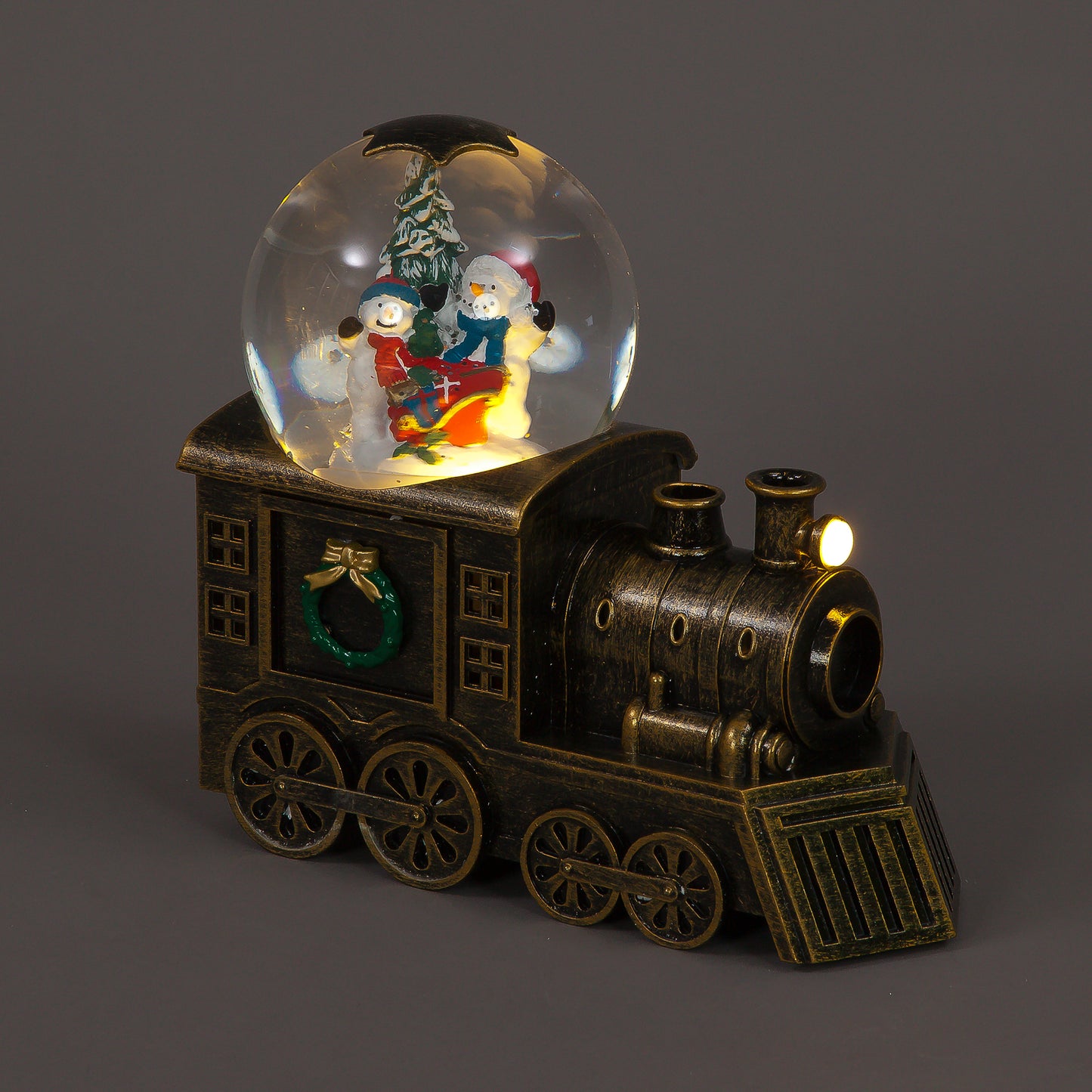 Light-Up Christmas Train with Rotating Santa Scene & Timer (21cm)