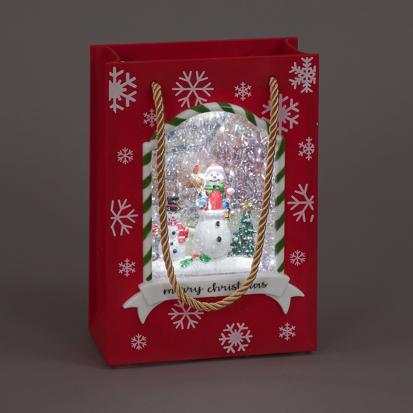 22cm Light-Up Snowman Water 'Gift Bag' with Timer | LED Christmas Lantern