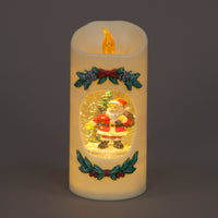 Light-Up Santa Snow Globe Candle with Flickering Flame (20cm)