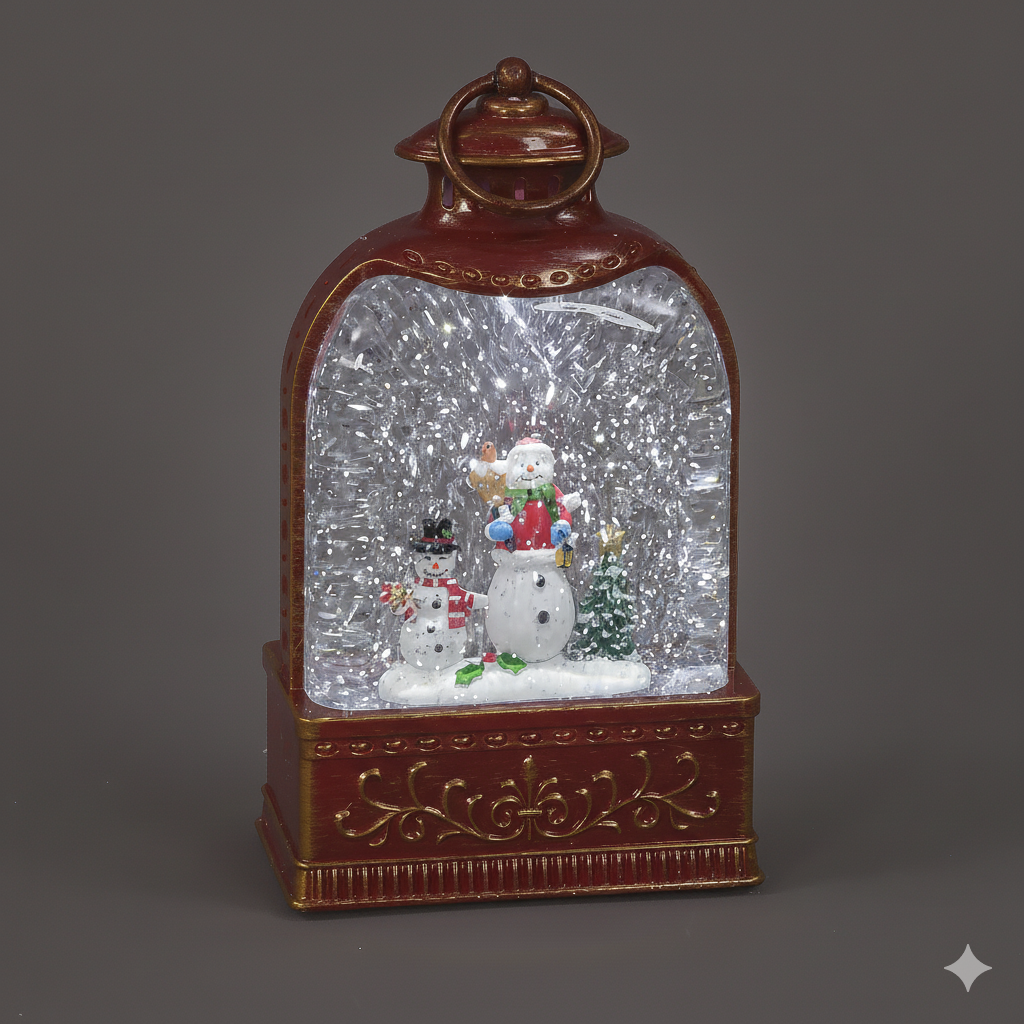 Light-Up Snowman Water Lantern with Swirling Glitter & Timer