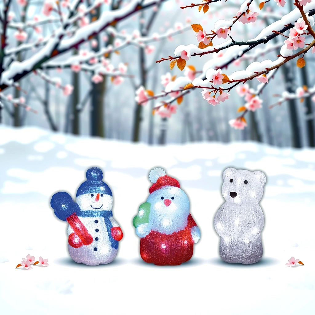 Set of 3 Light-Up Acrylic Christmas Figures | Santa, Snowman & Bear