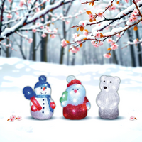 Set of 3 Light-Up Acrylic Christmas Figures | Santa, Snowman & Bear