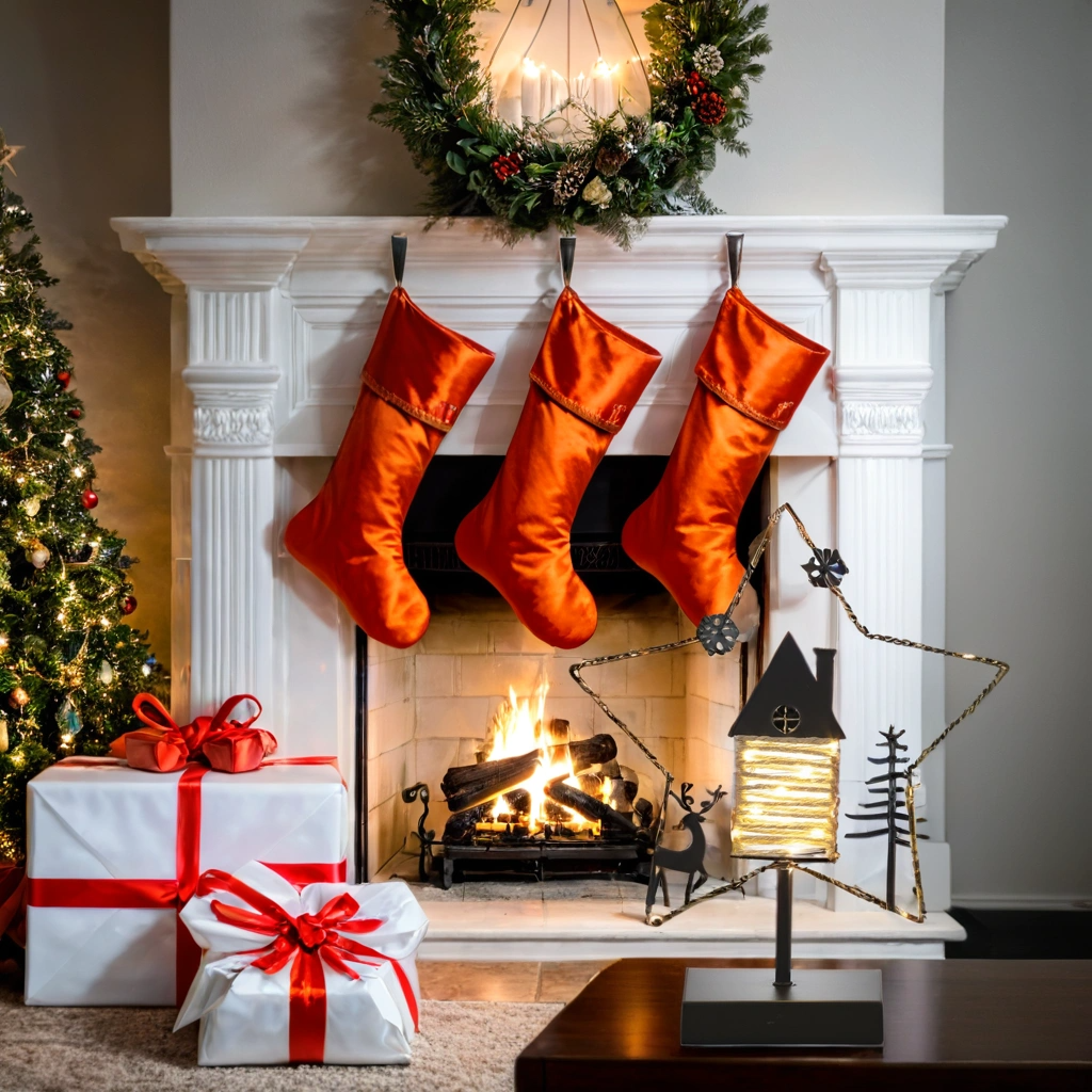 LED Black Metal Star Decoration with Built-in Timer | 31cm Freestanding Ornament