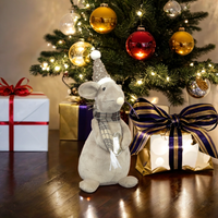 32cm Plush Christmas Mouse with Sparkly Hat & Gold Heart