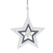 12cm hanging white/blue wood star